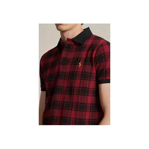 폴로 랄프로렌 Custom Slim Fit Plaid Mesh Polo Shirt