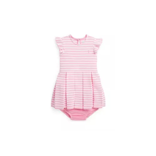 폴로 랄프로렌 Baby Girls Striped Ottoman Ribbed Dress and Bloomer