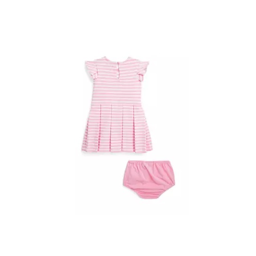 폴로 랄프로렌 Baby Girls Striped Ottoman Ribbed Dress and Bloomer