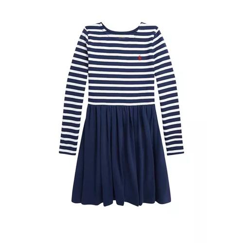 폴로 랄프로렌 Girls 7-16 Striped Stretch Ponte Dress