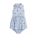Baby Girls Belted Pony Oxford Shirtdress & Bloomer