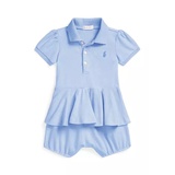 Baby Girls Stretch Mesh Peplum Polo Shortall