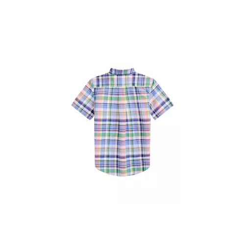 폴로 랄프로렌 Boys 8-20 Plaid Cotton Oxford Short-Sleeve Shirt