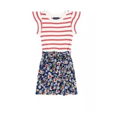 Girls 2-6x Striped & Floral Cotton-Blend Dress