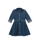 Toddler Girls Belted Cotton Denim Shirtdress