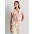 Ruffle Trim Jersey Peplum Top