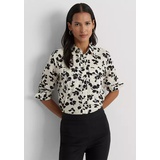 Womens Classic Fit Leaf-Print Voile Shirt