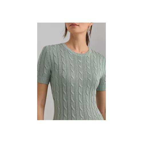 폴로 랄프로렌 Womens Cable-Knit Short-Sleeve Sweater Dress