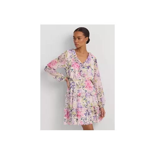 폴로 랄프로렌 Floral Crinkle Georgette Surplice Dress