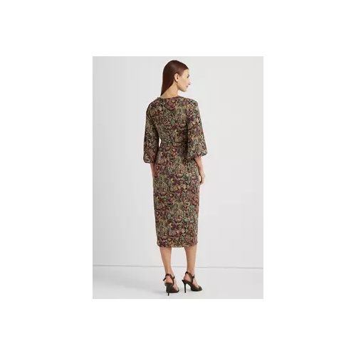 폴로 랄프로렌 Floral Jersey Tie Front Midi Dress