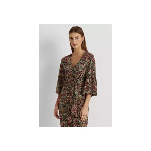 폴로 랄프로렌 Floral Jersey Tie Front Midi Dress