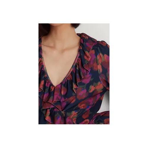 폴로 랄프로렌 Floral Ruffle-Trim Jersey Dress