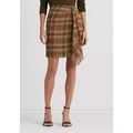 Plaid Ruffle-Trim Georgette Skirt