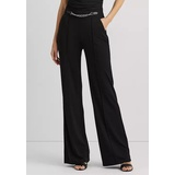 Womens Chain-Trim Pleated Jersey Wide-Leg Pants