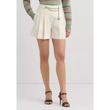 Chain Trim Pleated Cotton Blend Shorts