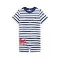 Baby Boys Striped Crab-Print Cotton Shortall