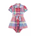 Baby Girls Cotton Madras Shirtdress & Bloomer