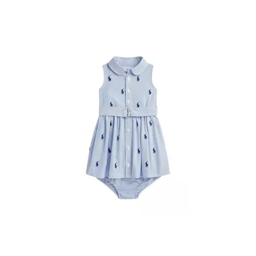 폴로 랄프로렌 Baby Girls Belted Pony Oxford Shirtdress & Bloomer