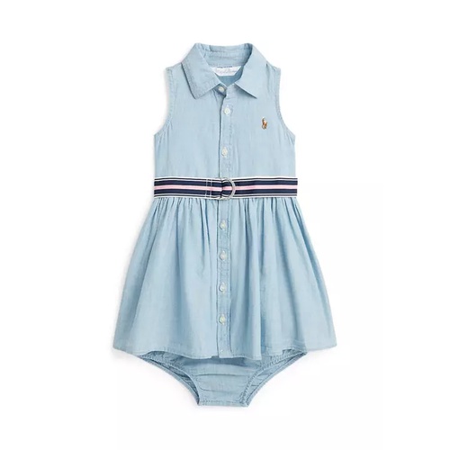 폴로 랄프로렌 Baby Girls Belted Chambray Shirtdress & Bloomer