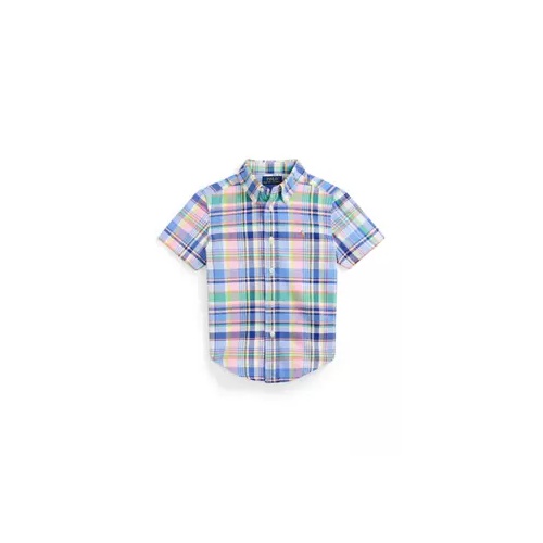 폴로 랄프로렌 Boys 2-6x Plaid Cotton Oxford Short Sleeve Shirt