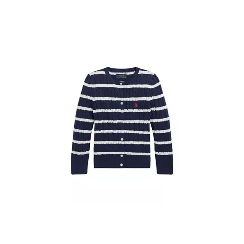 폴로 랄프로렌 Girls 7-16 Striped Mini Cable Cotton Cardigan