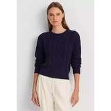 Cable Knit Cotton Crew Neck Sweater