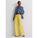 Pleated Linen Blend Twill Wide Leg Pants