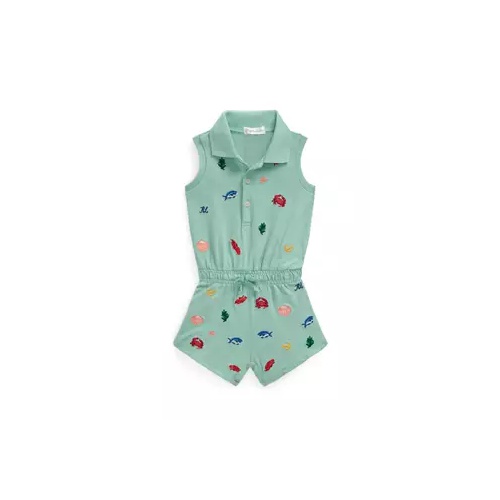 폴로 랄프로렌 Baby Girls Beach Icon Stretch Mesh Polo Romper