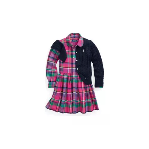 폴로 랄프로렌 Girls 2-6x Plaid Cotton Twill Shirtdress