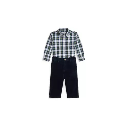 폴로 랄프로렌 Baby Boys Plaid Poplin Shirt & Corduroy Pants Set