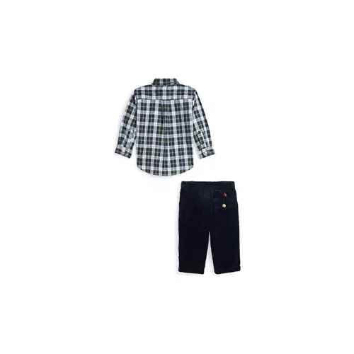 폴로 랄프로렌 Baby Boys Plaid Poplin Shirt & Corduroy Pants Set