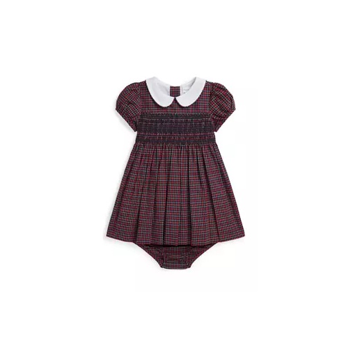 폴로 랄프로렌 Baby Girls Plaid Smocked Cotton Dress & Bloomer