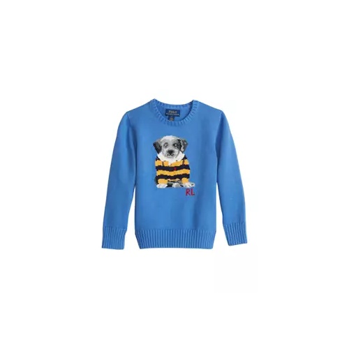 폴로 랄프로렌 Boys 4-7 Long Sleeve Cotton Dog Embellished Sweater