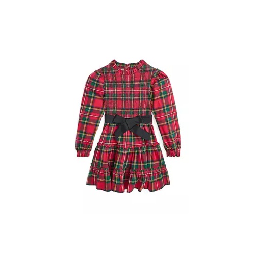 폴로 랄프로렌 Girls 2-6x Plaid Smocked Cotton Jersey Dress