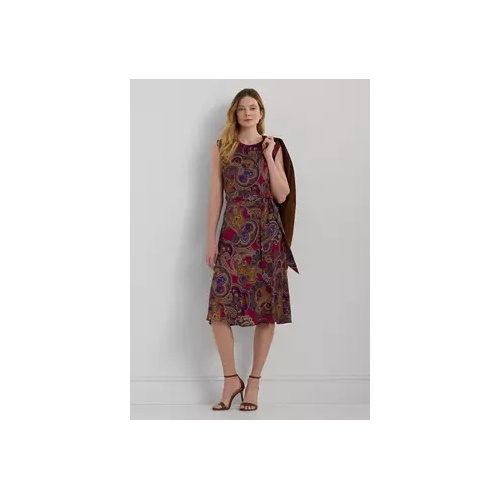 폴로 랄프로렌 Paisley Belted Bubble Crepe Dress