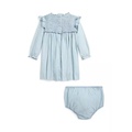 Ralph Lauren Childrenswear Baby Girls Smocked Cotton Chambray Dress & Bloomer