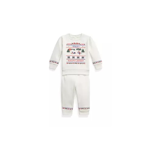 폴로 랄프로렌 Baby Girls Logo Fleece Sweatshirt & Jogger Pants Set