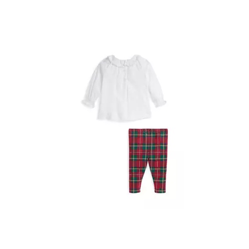 폴로 랄프로렌 Baby Girls Voile Top & Plaid Jersey Leggings Set