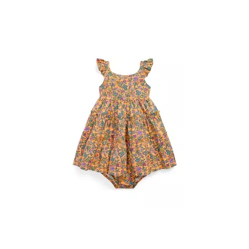 폴로 랄프로렌 Baby Girls Floral Ruffled Cotton Dress and Bloomer