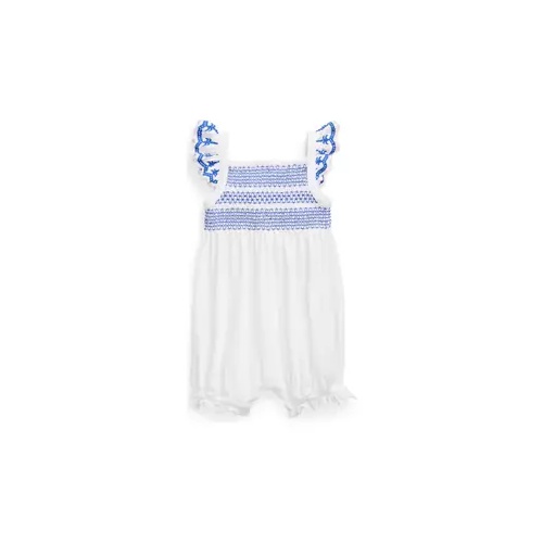 폴로 랄프로렌 Baby Girls Smocked Eyelet Cotton Bubble Shortall