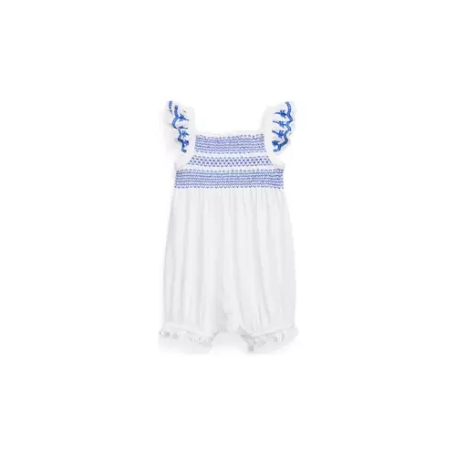 폴로 랄프로렌 Baby Girls Smocked Eyelet Cotton Bubble Shortall