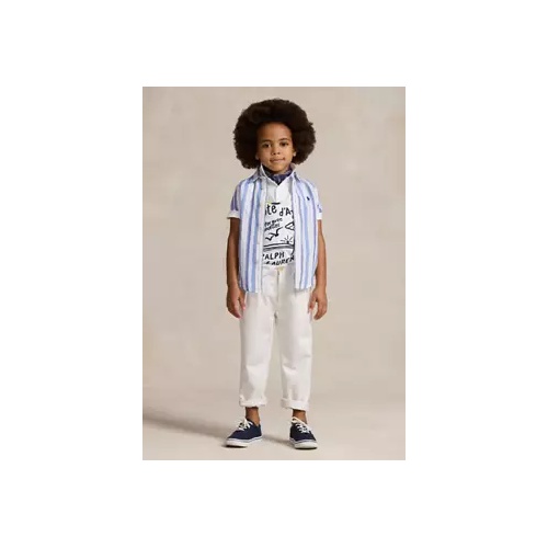 폴로 랄프로렌 Boys 2-7 Striped Linen Short Sleeve Shirt