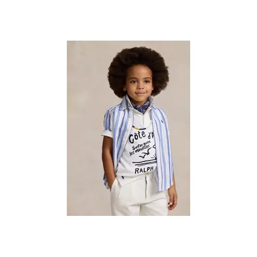 폴로 랄프로렌 Boys 2-7 Striped Linen Short Sleeve Shirt