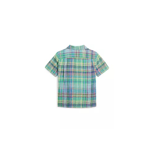 폴로 랄프로렌 Boys 2-7 Plaid Linen Camp Shirt