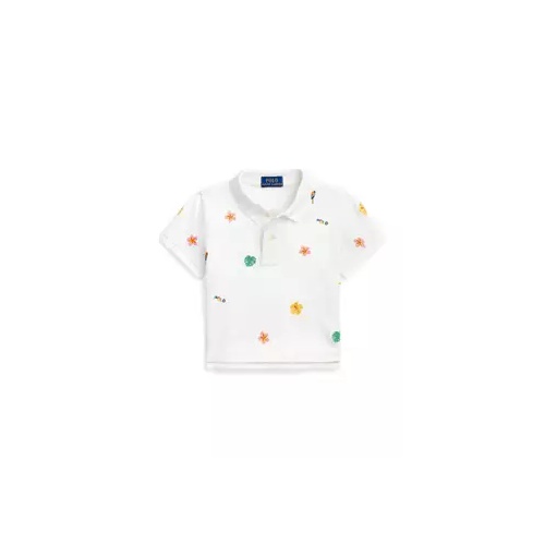 폴로 랄프로렌 Girls 2-6x Tropical Embroidery Mesh Boxy Polo Shirt