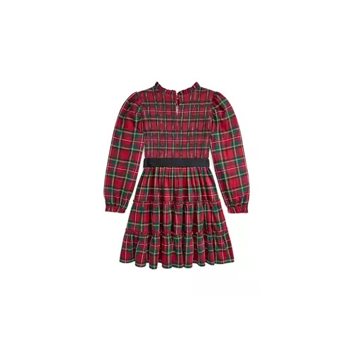 폴로 랄프로렌 Girls 7-16 Plaid Smocked Cotton Jersey Dress