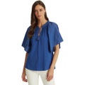 LAUREN Ralph Lauren Embroidered Flutter-Sleeve Jersey Blouse