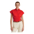 LAUREN Ralph Lauren Petite Shirred Stretch Cotton Shirt