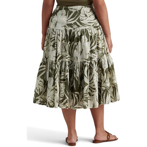 폴로 랄프로렌 LAUREN Ralph Lauren Plus Size Palm Leaf?Print Cotton Voile Skirt