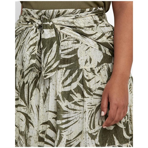 폴로 랄프로렌 LAUREN Ralph Lauren Plus Size Palm Leaf?Print Cotton Voile Skirt
